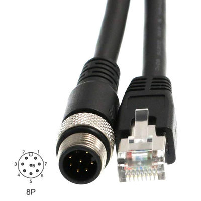 Pin кода 8 кабеля ethernet M12 d ROHS Cat6 промышленный к RJ45 для датчика Fieldbus