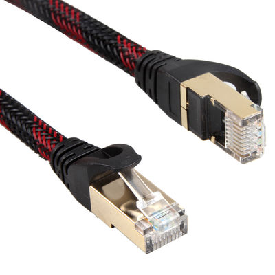 Кабель Lan AWG 28 красный черный заплетенный, высокоскоростной стабилизированный кот 7 гибкого провода