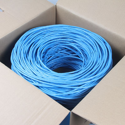 Твердая обнаженная медная синь 23AWG 750MHz PoE++ рослости 1000ft кабеля Lan Cat6a защищаемая