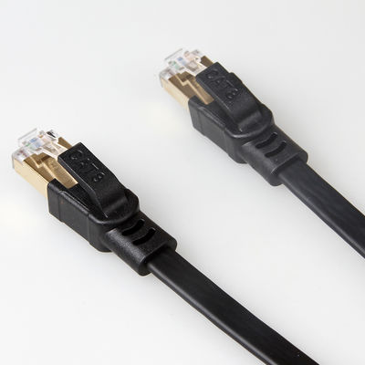 Плоский цвет черноты кабеля 40Gbps 2000Mhz заплаты SFTP RJ45 Cat8 прочный
