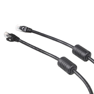 Кот 6 кабеля ethernet черноты 24AWG, соединитель RJ45 100 Ft шнура локальных сетей
