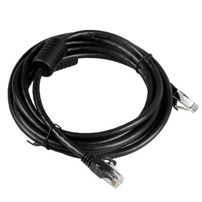 Кот 6 кабеля ethernet черноты 24AWG, соединитель RJ45 100 Ft шнура локальных сетей