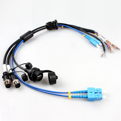 Космическая водоустойчивая сборка кабеля M12+USB Female+Fiber проводки провода оптическая