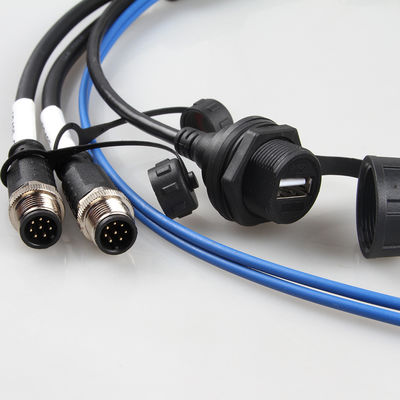 Космическая водоустойчивая сборка кабеля M12+USB Female+Fiber проводки провода оптическая
