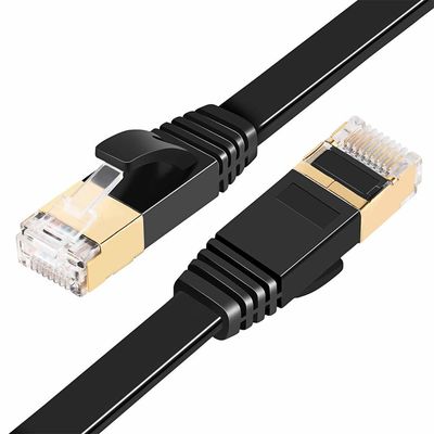 Черный плоский кабель сети Cat7, SFTP гибкий провод теста канала пропуска ДО РОЖДЕСТВА ХРИСТОВА плоский