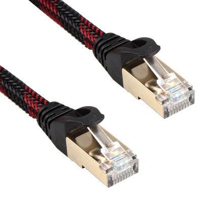 Кабель Lan AWG 28 красный черный заплетенный, высокоскоростной стабилизированный кот 7 гибкого провода