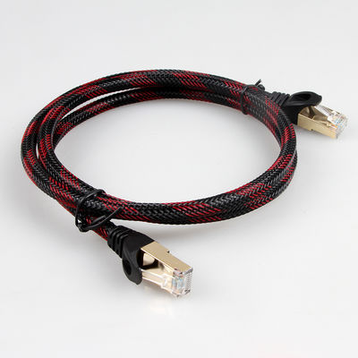 Кабель Lan AWG 28 красный черный заплетенный, высокоскоростной стабилизированный кот 7 гибкого провода