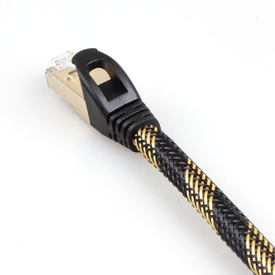Заплетенное желтое нейлона кабеля ethernet кота 7 гигабита ISO защищаемое черное