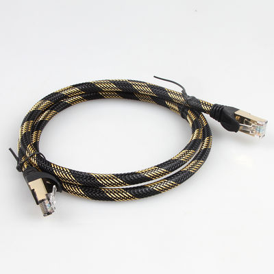 Заплетенное желтое нейлона кабеля ethernet кота 7 гигабита ISO защищаемое черное