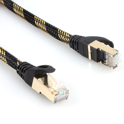 Заплетенное желтое нейлона кабеля ethernet кота 7 гигабита ISO защищаемое черное