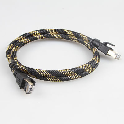 Нейлон кабеля ethernet кота 8 SFTP RJ45 на открытом воздухе заплел черный желтый цвет