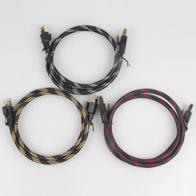 Нейлон кабеля ethernet кота 8 SFTP RJ45 на открытом воздухе заплел черный желтый цвет