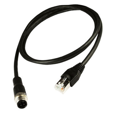 M12 к цвету черноты кабеля ethernet Cat5e Cat6 гигабита Rj45 промышленному
