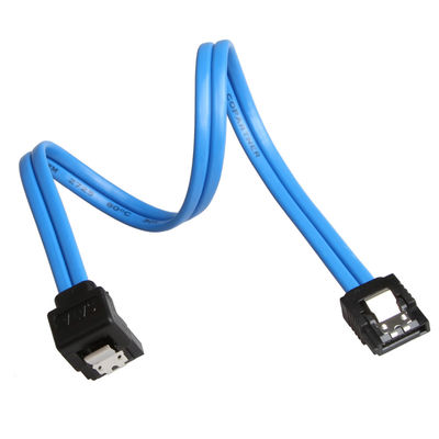 Голубой практически кабель SATA 3 6GB s с запирать защелку прямую к штепсельной вилке 90 градусов