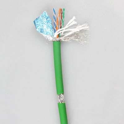 Высокий кабель ethernet зеленого цвета RJ45 PVC кота 5e SFTP AWG26 гибкости для промышленных применений