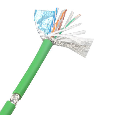 Высокий кабель ethernet зеленого цвета RJ45 PVC кота 5e SFTP AWG26 гибкости для промышленных применений